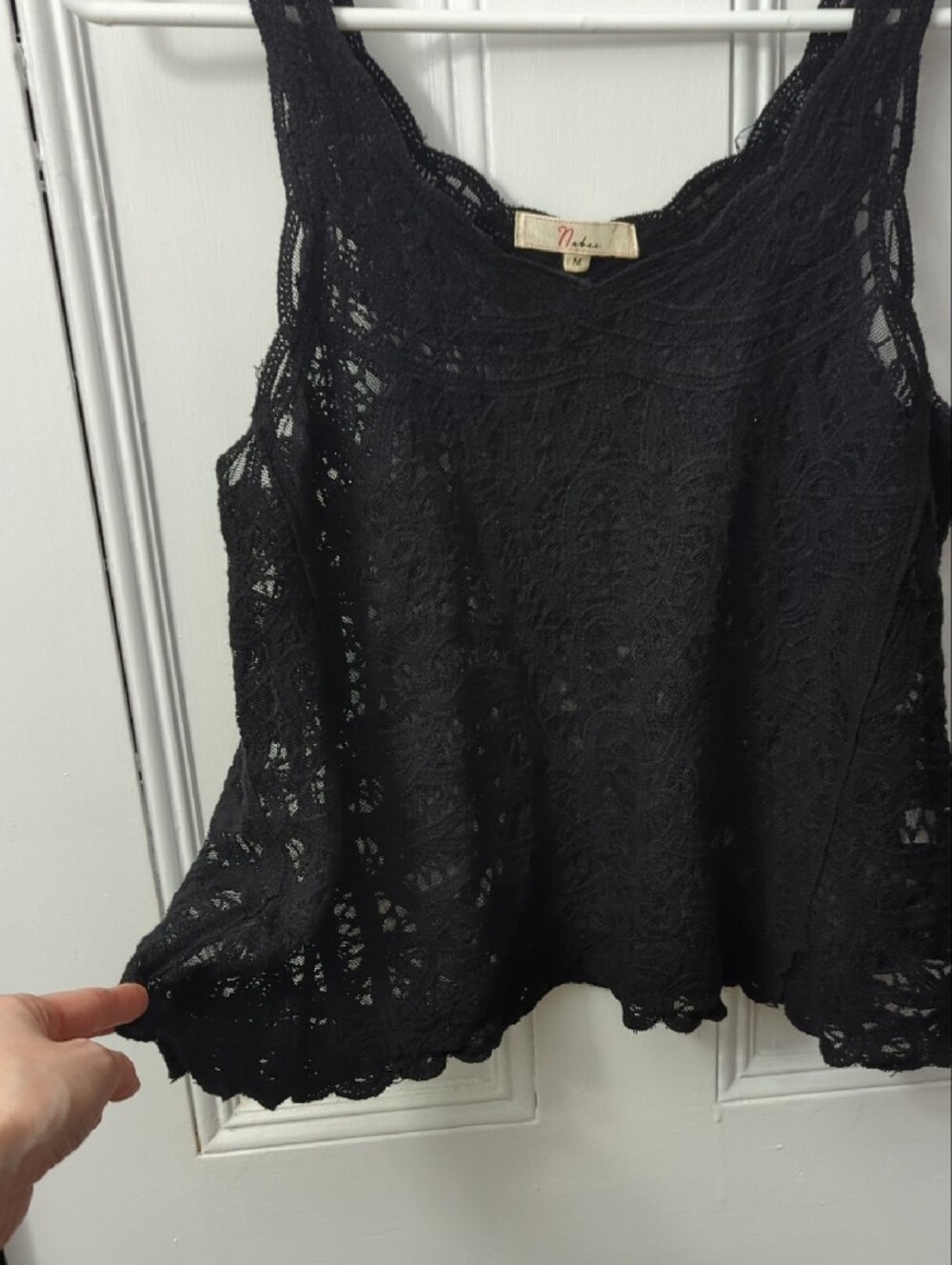 Nabee Black Lace Sleeveless Women's Top - Picture 4 of 5